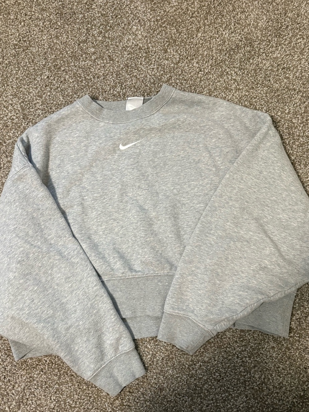 Nike Women Gray Crewneck Sweatshirt - Classic Swoosh